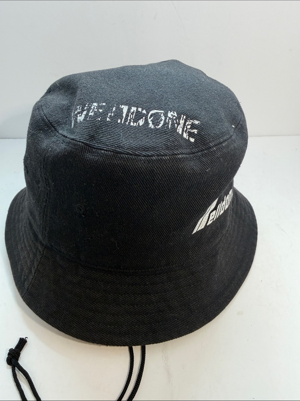 Black Branded Bucket Hat with White Logo Detail